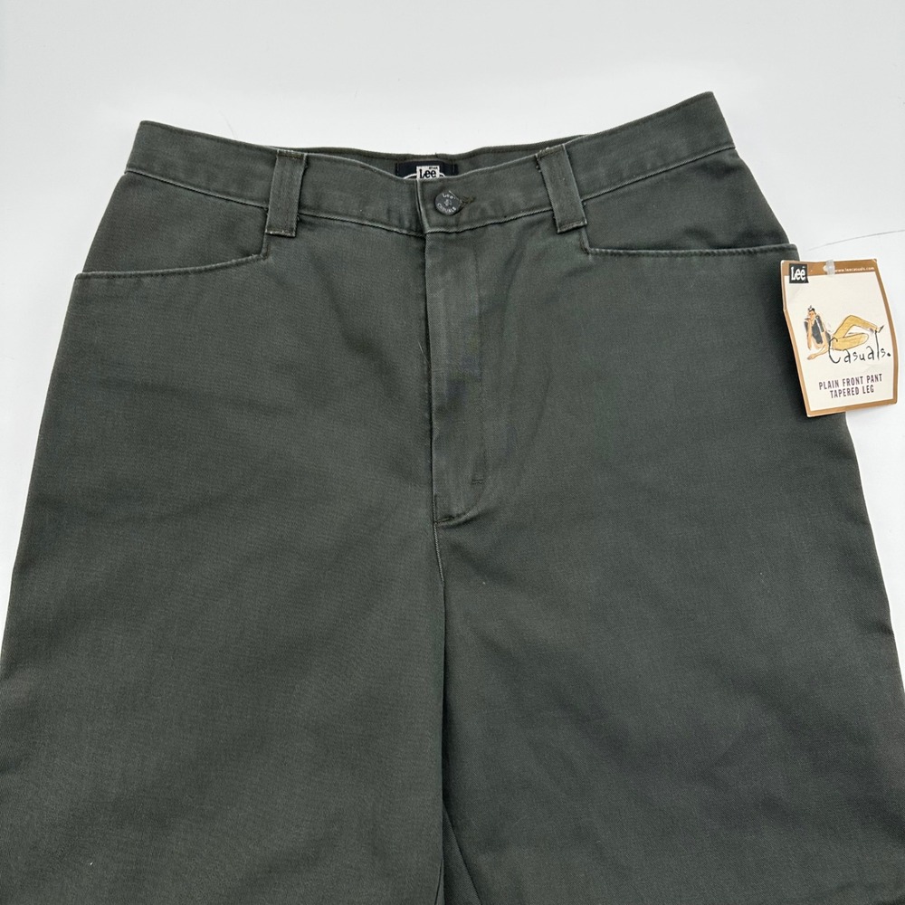 Vintage Lee Casuals Tapered Leg Pants Gray High Waist Cotton Womens 12M NWT 1999
